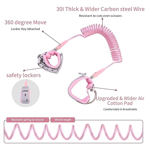 Miniatura 3 de Muñequera antipérdida, correa de seguridad para niños pequeños con cerradura de llave, correa de muñeca de seguridad para niños pequeños, bebés y