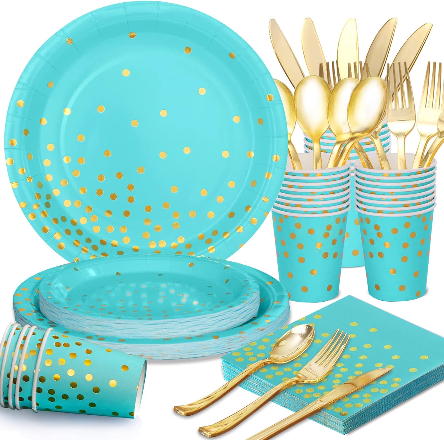 175PCS Teal Birthday Decorations Teal Party Decorations Birthday Plates and Napkins Party Supplies Serve 25 Teal Paper Plates for Brithday Party Wedding Baby Shower Graduation