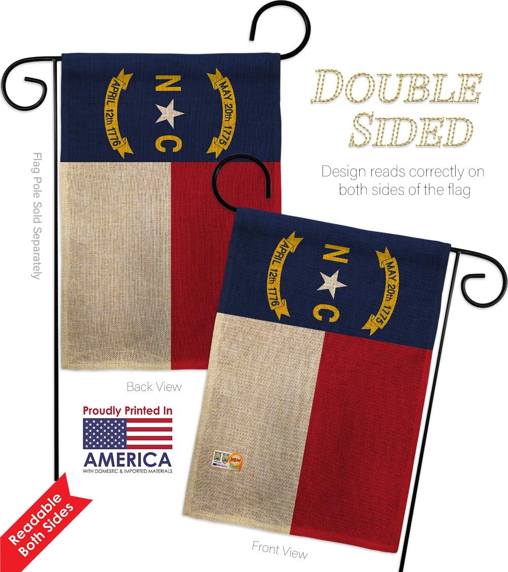 North Carolina Burlap Garden Flag Americana States USA American Territories Republic Country Particular Area Small Decorative Gift Yard House Banner Double-Sided Made In 13 X 18.5