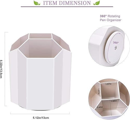 Miniatura 7 de Soporte para bolígrafos, giratorio de 360, soporte para bolígrafos de 5 rejillas para almacenamiento de suministros de oficina, organizador para