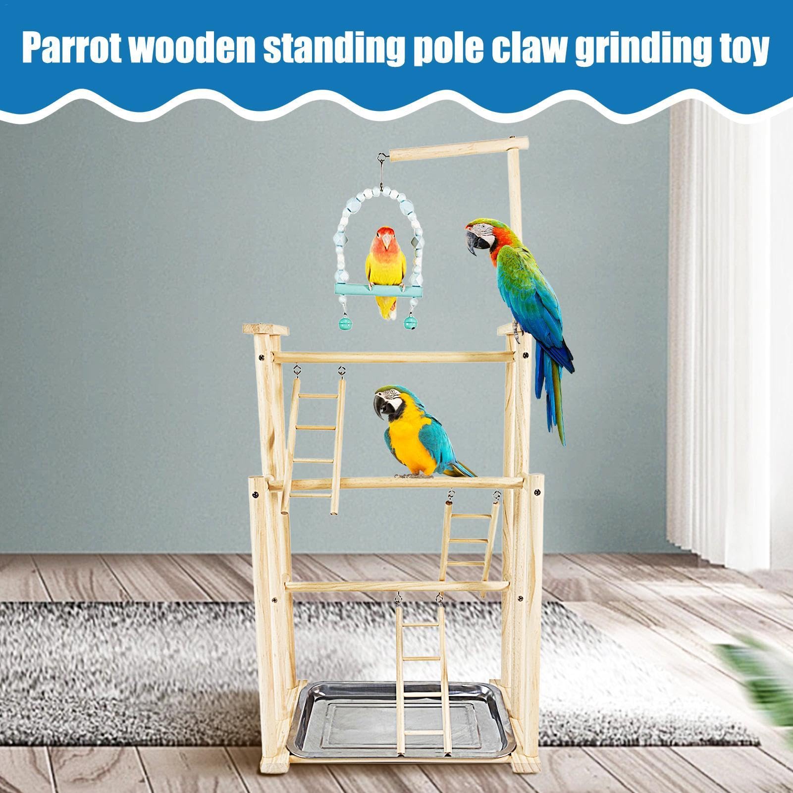giochi per uccelli in legno, supporto per uccelli, pesce persico | supporto per pappagalli, per uccelli per piccioncini, conuri, calopsitte, parrocchetti, pesce persico, palestra, box sc
