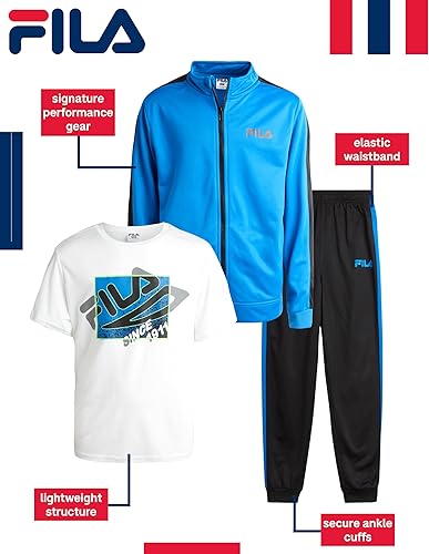 Miniatura 2 de Fila Conjunto deportivo deportivo para niños, sudadera de tricot de 3 piezas, pantalones deportivos, camisa, ropa deportiva para niños (8-12)