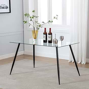 モダンガラスダイニングテーブル Amazon｜モダン長方形強化ガラスダイニングテーブル、ミニマル