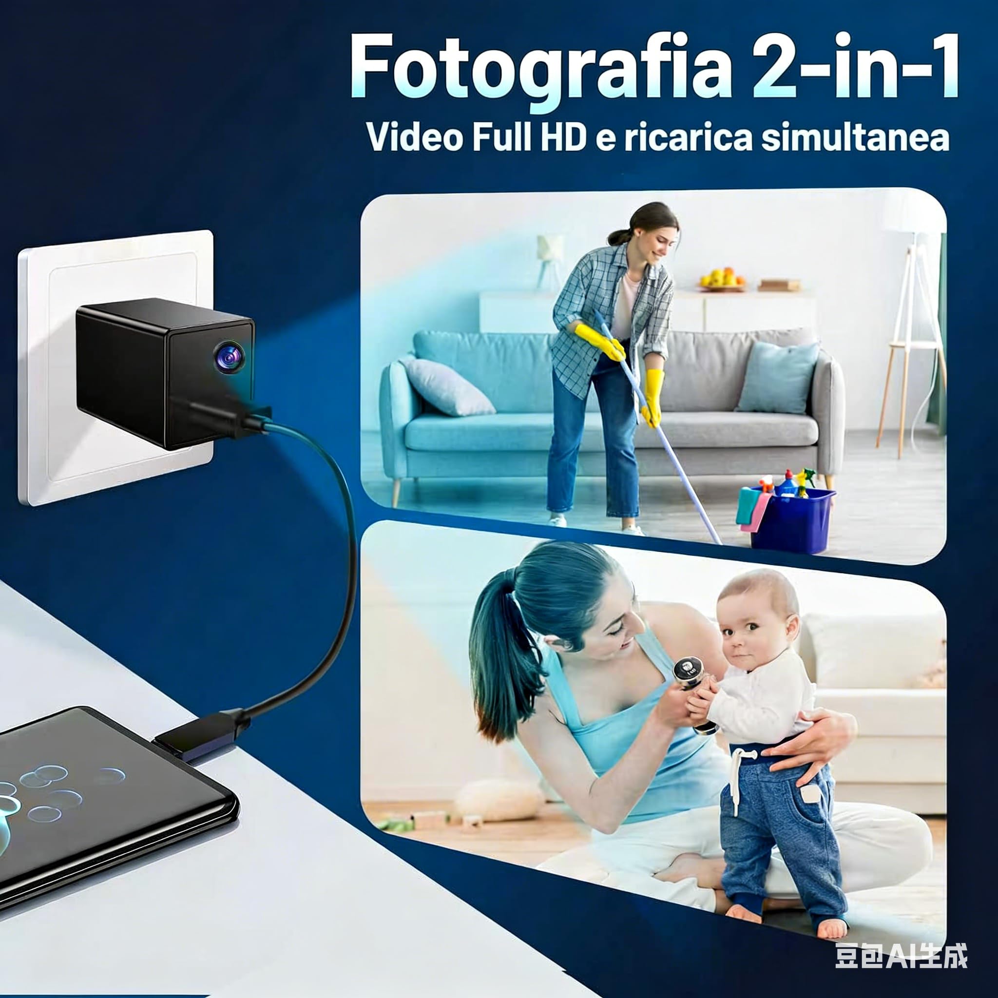 Mini Caméra Espion 1080P Cachée WiFi, Caméras Camouflées de Surveillance Intérieure pour Visualisation sur Mobile, Caméras Espion Invisibles avec Détection de Mouvement (Noir) (Black)