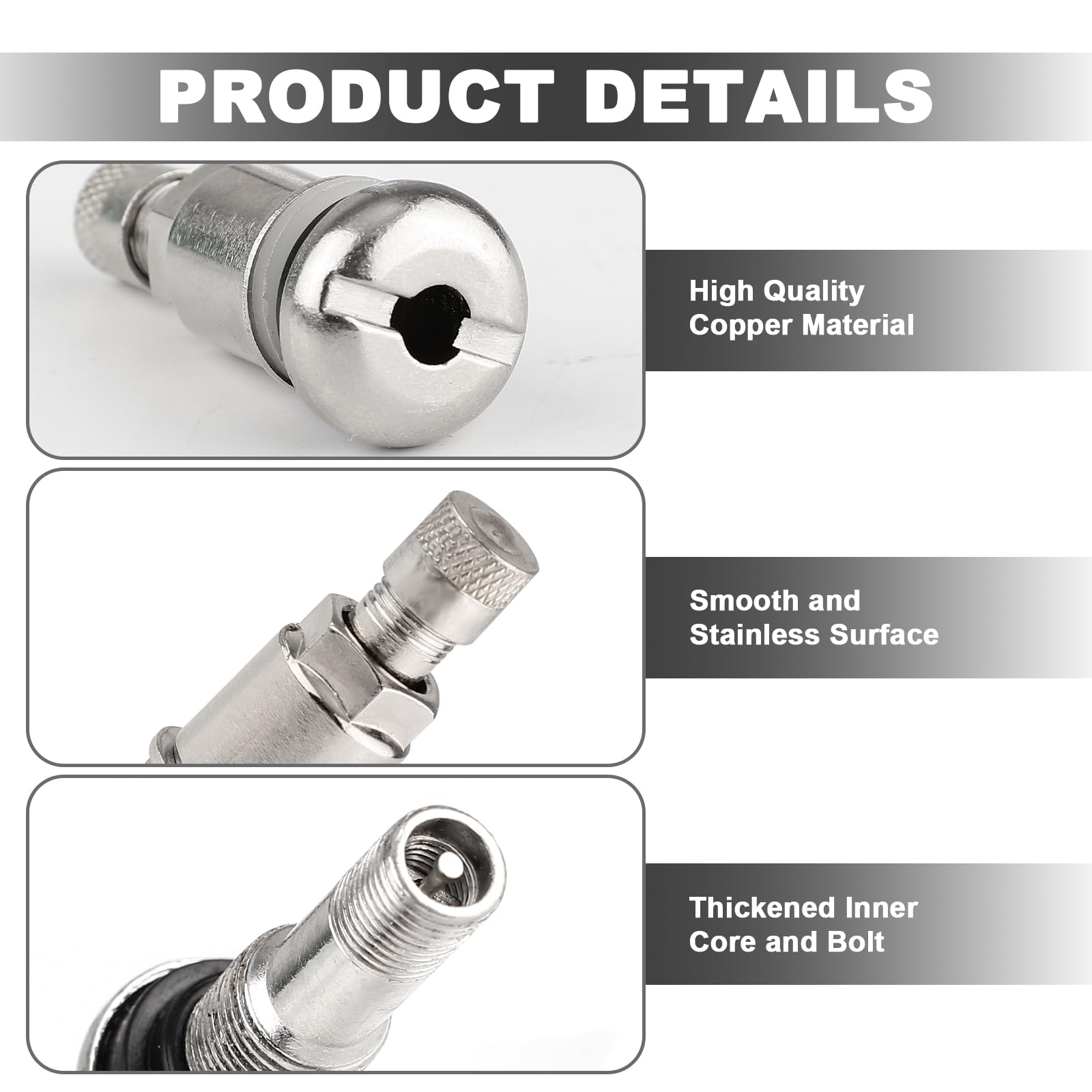 10 Valvole Per Pneumatici TR161 - Steli Corti In Metallo, Per Auto, Moto, ATV E Tosaerba - Foto 2