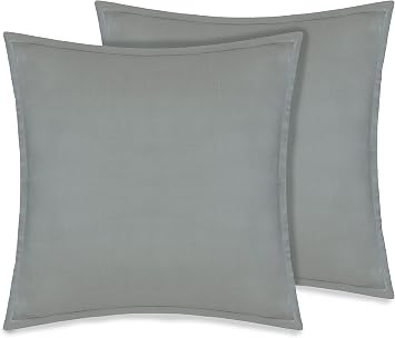 GOTS Certified 100% Organic Cotton, Machine Washable Long Staple Cotton, 300 Thread Count Euro, Envelope Closure Sham Set of 2, 2 Inch Flange, 26"X26"