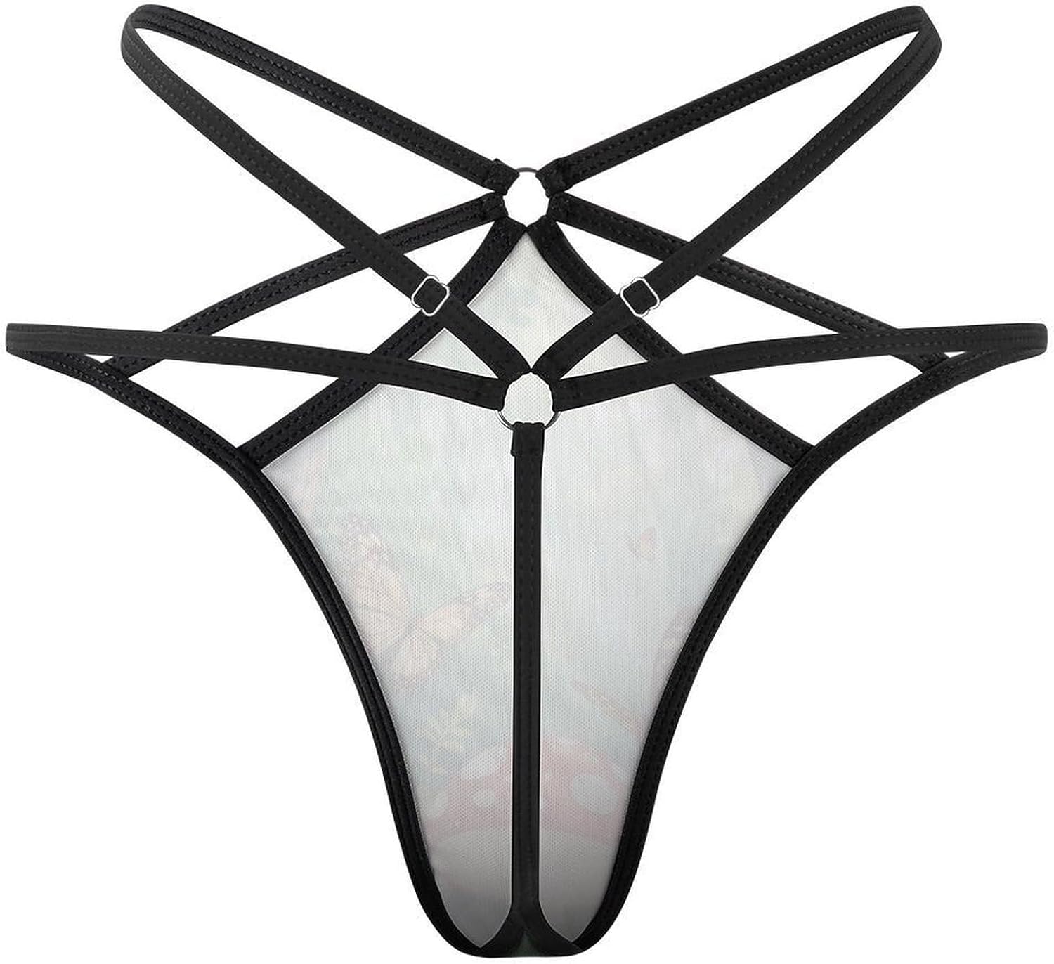 Women's Sexy G-String Thong Panties, Sheer Mesh T-back Underpants | Red Mushroom Butterfly Breathable Stretchy Low Rise Underwear, Comfort Soft No Show Panties for Date Night, 3X-Large