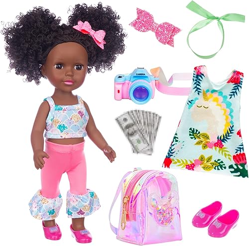 ebuddy Muñecas y accesorios - Muñeca africana de bebé de 145 pulgadas muñeca de bebé recién nacida muñecas de bebé de la vida real con 2 trajes y