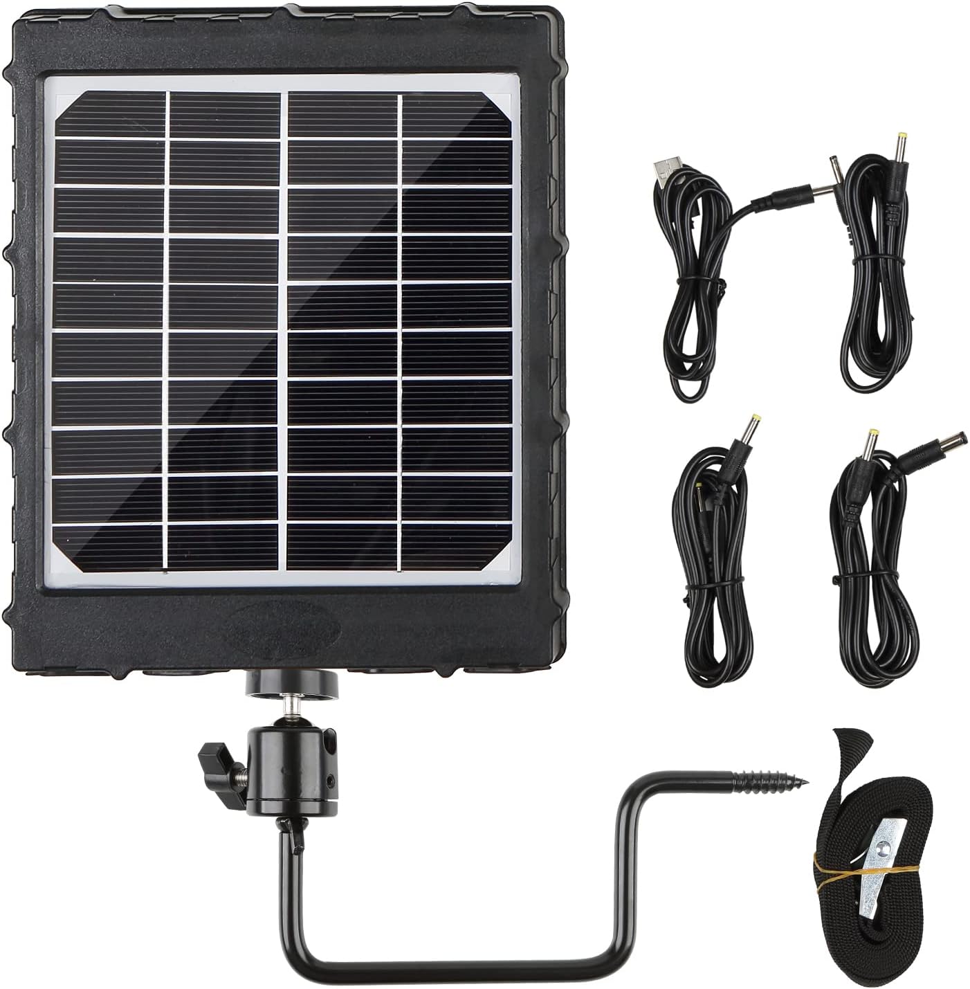 – Solar Panel Power Bank 8000mAh Output 12V/1A, 9V/1.5A, 6V/2A, Input 5V IP66 Waterproof Portable Outdoor Rechargeable Power Supply with Bracket for Trail & Game Camera