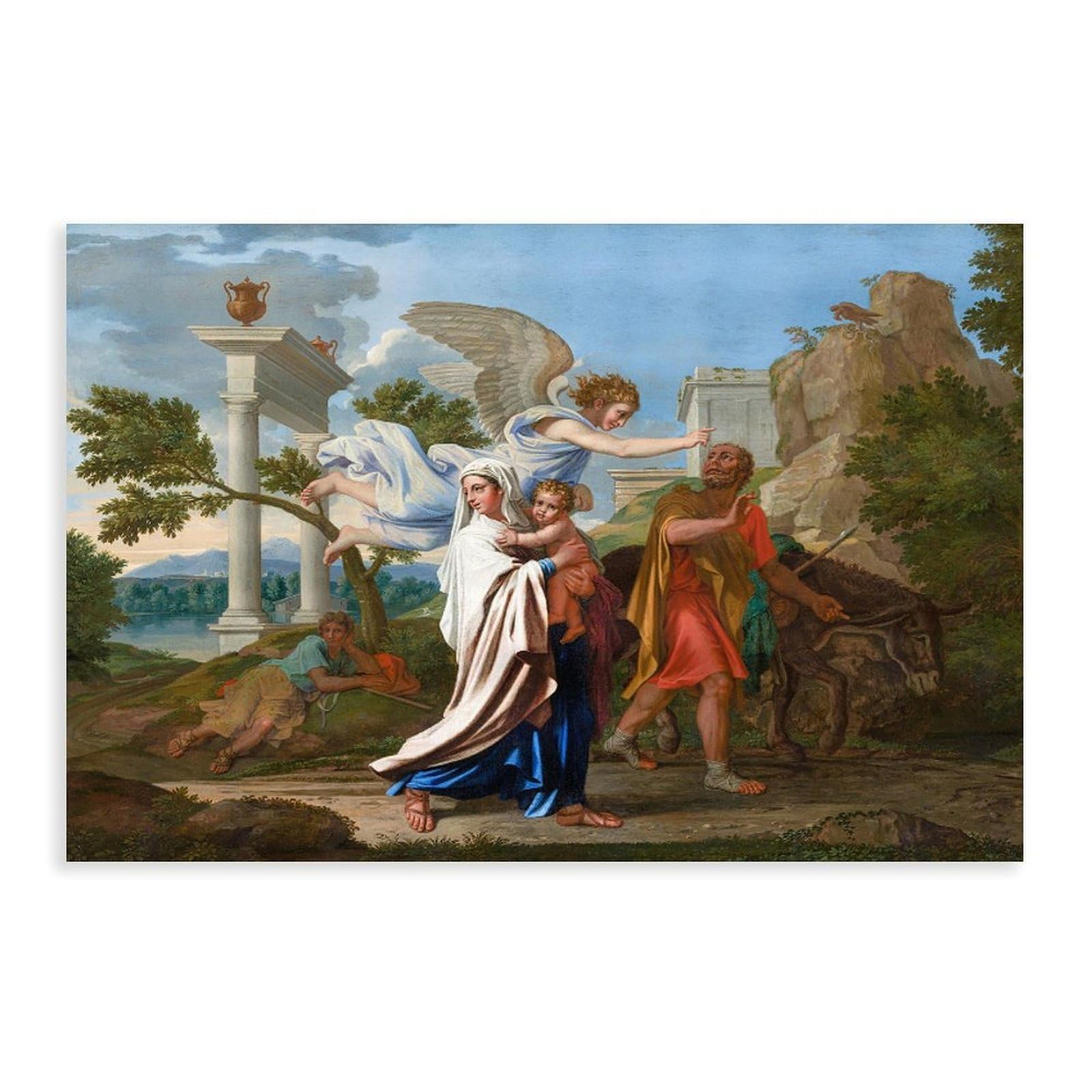 DFJyjFGJJ Nicolas Poussin,The Flight Into Egypt Canvas Poster Bedroom Sports Landscape Office Room Decor Gift 16" L X 24" W