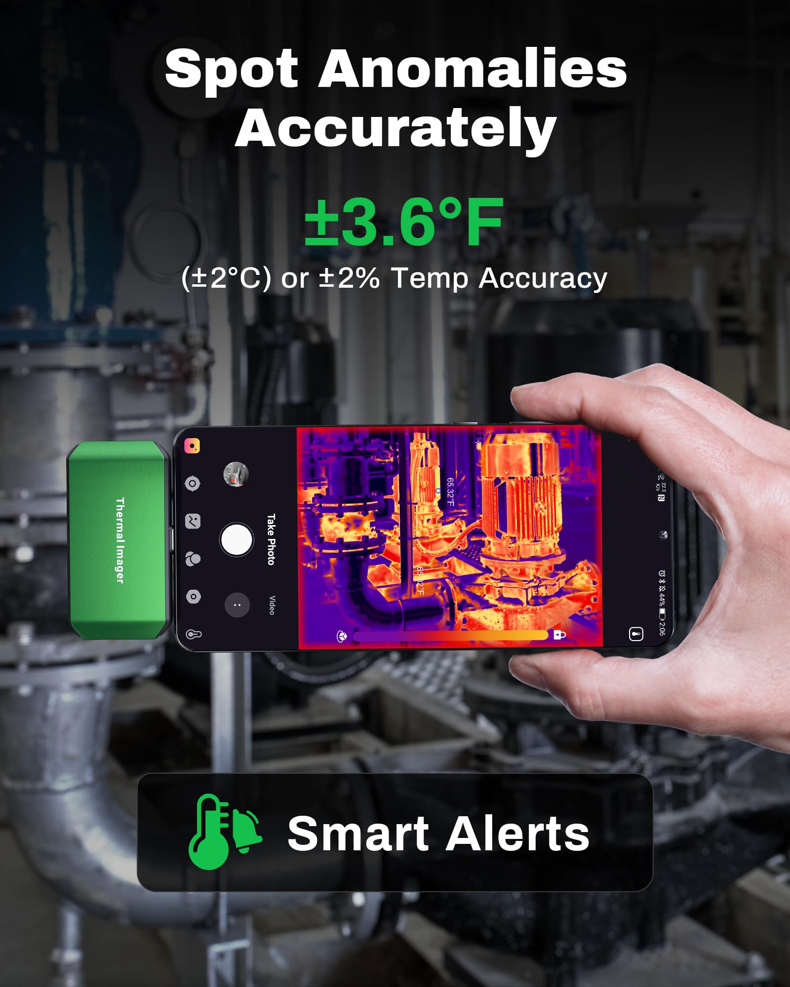 AMPBANK M256 Termocamera Professionale, 512x384 TISR Risoluzione Termocamera Smartphone con Analisi 3D, 25Hz Frequenza Aggiornamento, -20℃ a 450℃, Compatibile con Smartphone e Tablet Android e PC