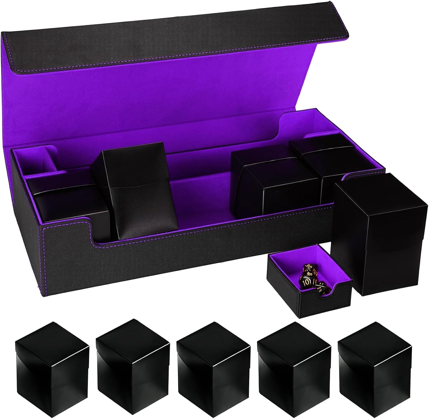 Premium Trading Card Game Storage Box for 800+ Sleeved Playing Card Game Holder & Organizer with Mat Case