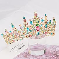 Vista 34 de TOBATOBA - Corona dorada para mujer, tiara de boda, corona de reina, corona de cristal, coronas de princesa real para ramos de flores, tocado