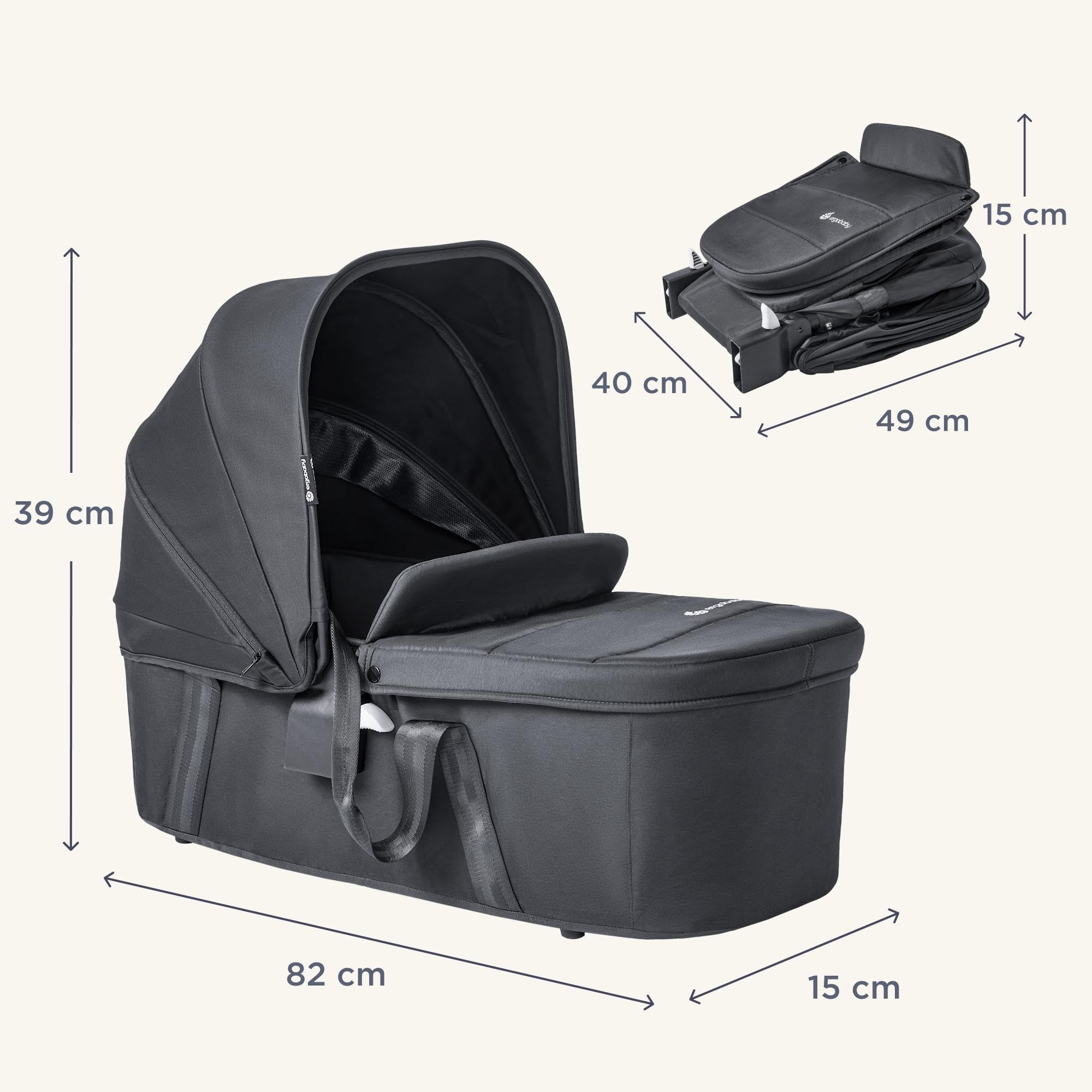 Ergobaby Babywanne für Metro 3 Buggy - Kinderwagenaufsatz fur Neugeborene - Baby Carrycot Komfortabel, Ergonomisch und Sicher - Perfekt für Unterwegs