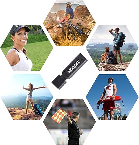 Miniatura 6 de Noopel Silbatos de emergencia con cordón y llavero para acampar al aire libre, senderismo, barco, caza, pesca, kayak, rescate para niños,