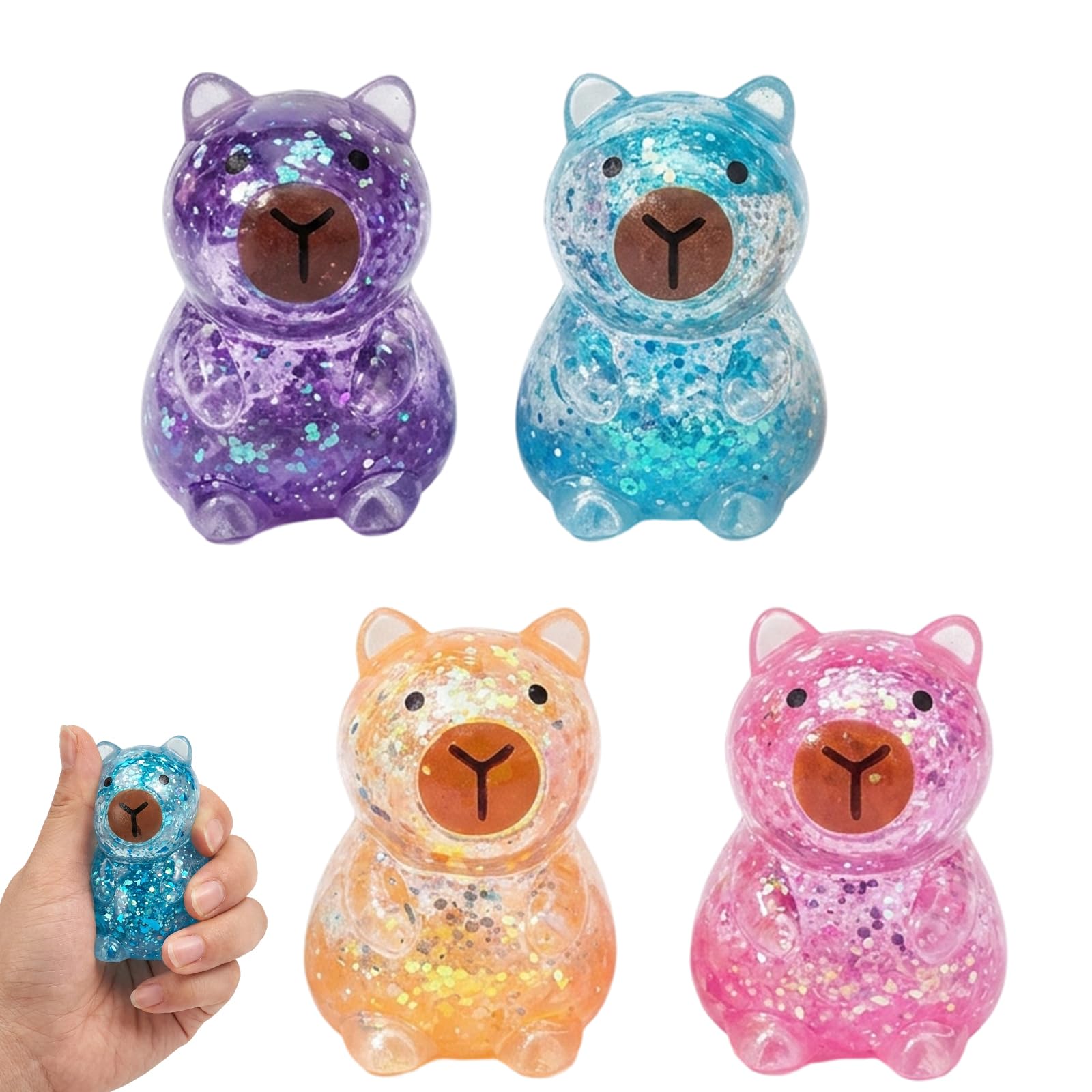 4Pcs Capybara Stress Relief,Four Random Color Capybara Figures,Used for Focusing Attention and Relaxing the Mind,Soft Animals that can be Used for Desktop Decoration and can Given as Gifts to Friends