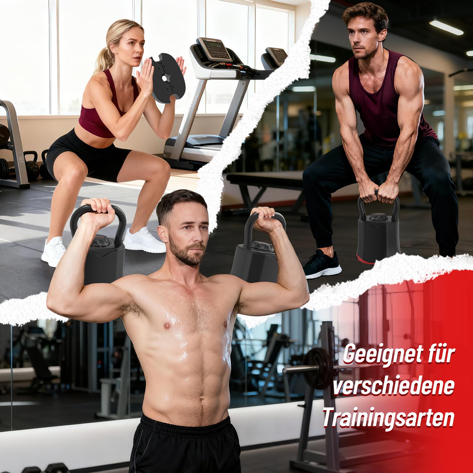 HXD-ERGO Verstellbare Kettlebell 6-in-1 (3–18 kg), Schnellwechsel-Gewicht, Breiter Griff, Kompakte Kugelhantel für Zuhause & Home Gym Training