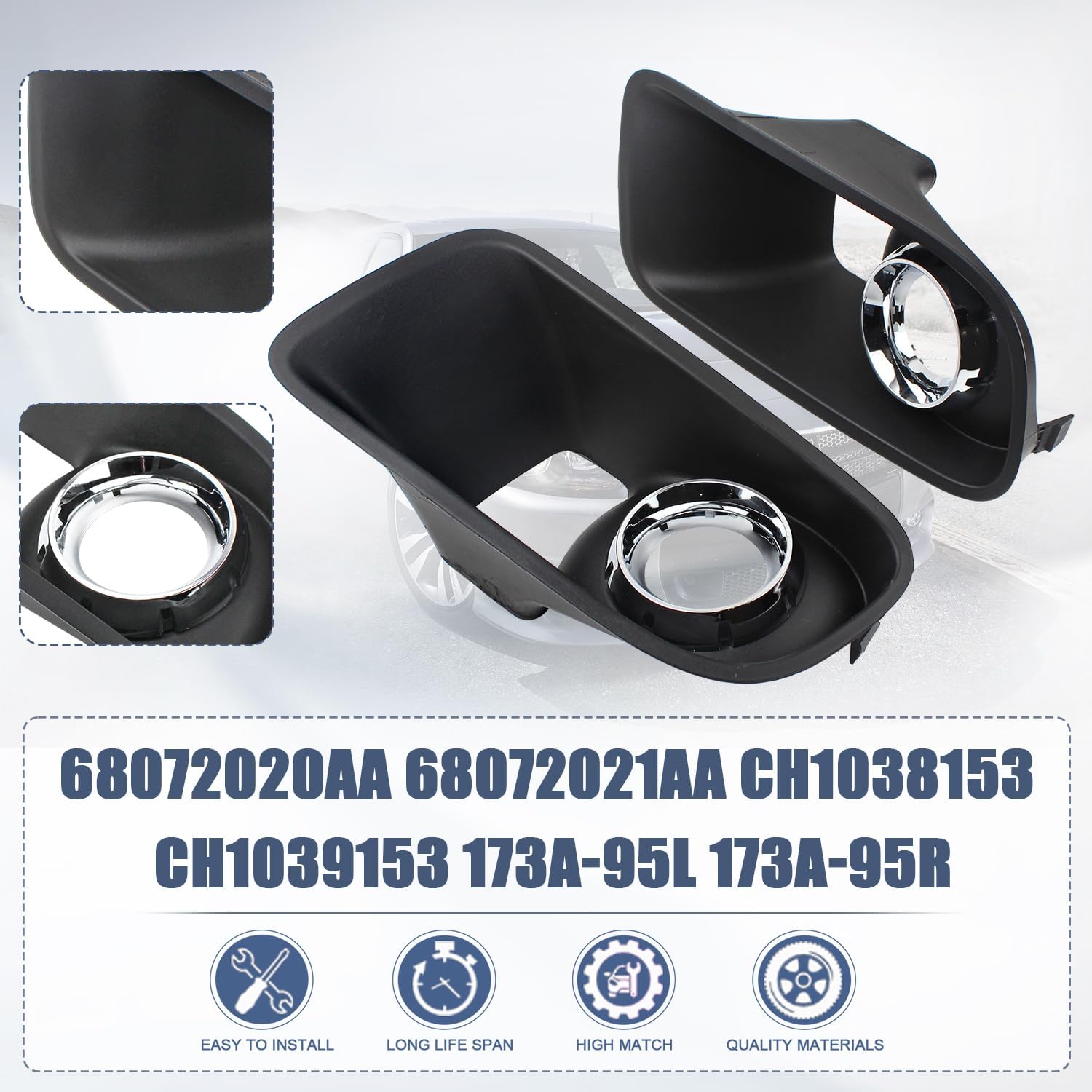 COOL STAR Front Fog Light Cover Compatible with Dodge Charger SRT8 2012-2014 Replaces 68072020AA 68072021AA CH1038153 CH1039153 Fog Light Chrome Bezel Driver and Passenger Side - Image 6