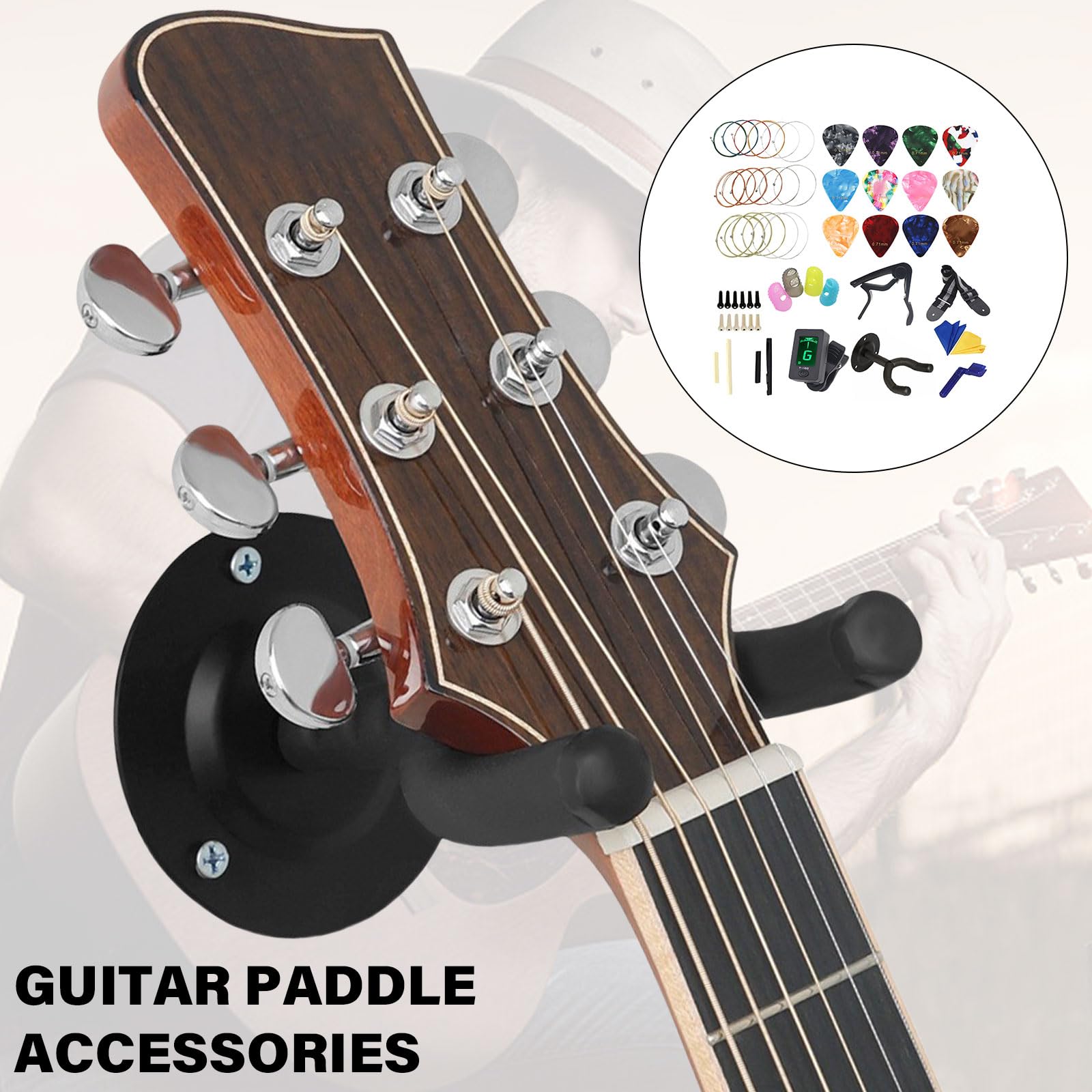 Set di accessori per chitarra, include plettri per chitarra, capotasti, corde per chitarra, avvolgicorde e perni per ponte