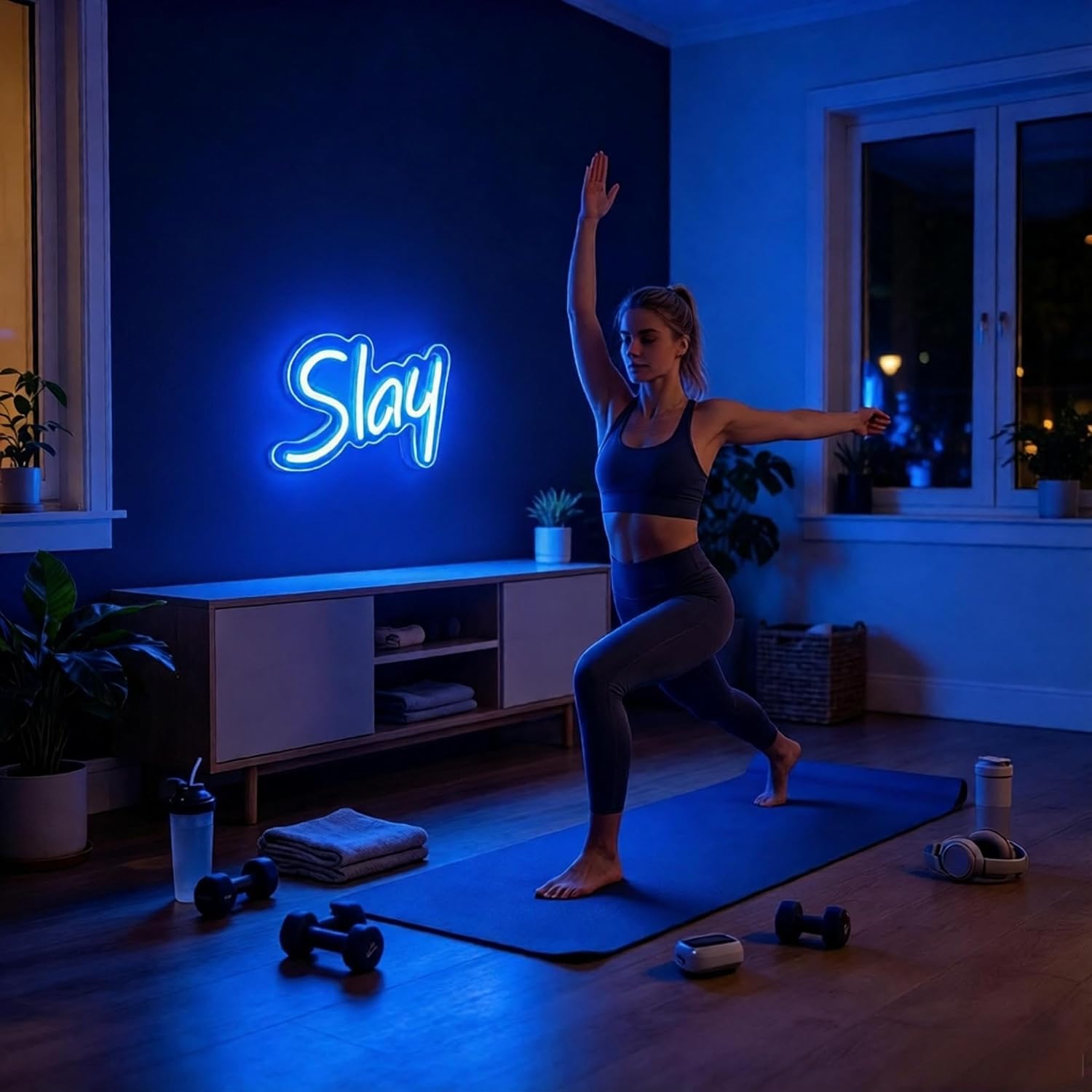 Slay LED Neon Sign - USB Powered Dimmable Neon Light Indoor Light Up Sign for Bedroom Living Room Party Gaming Room Dorm Home Bar Wall Table Art Decoration Gift for Teen Girls Boys Adults 9.4 x 6.7 In image 3
