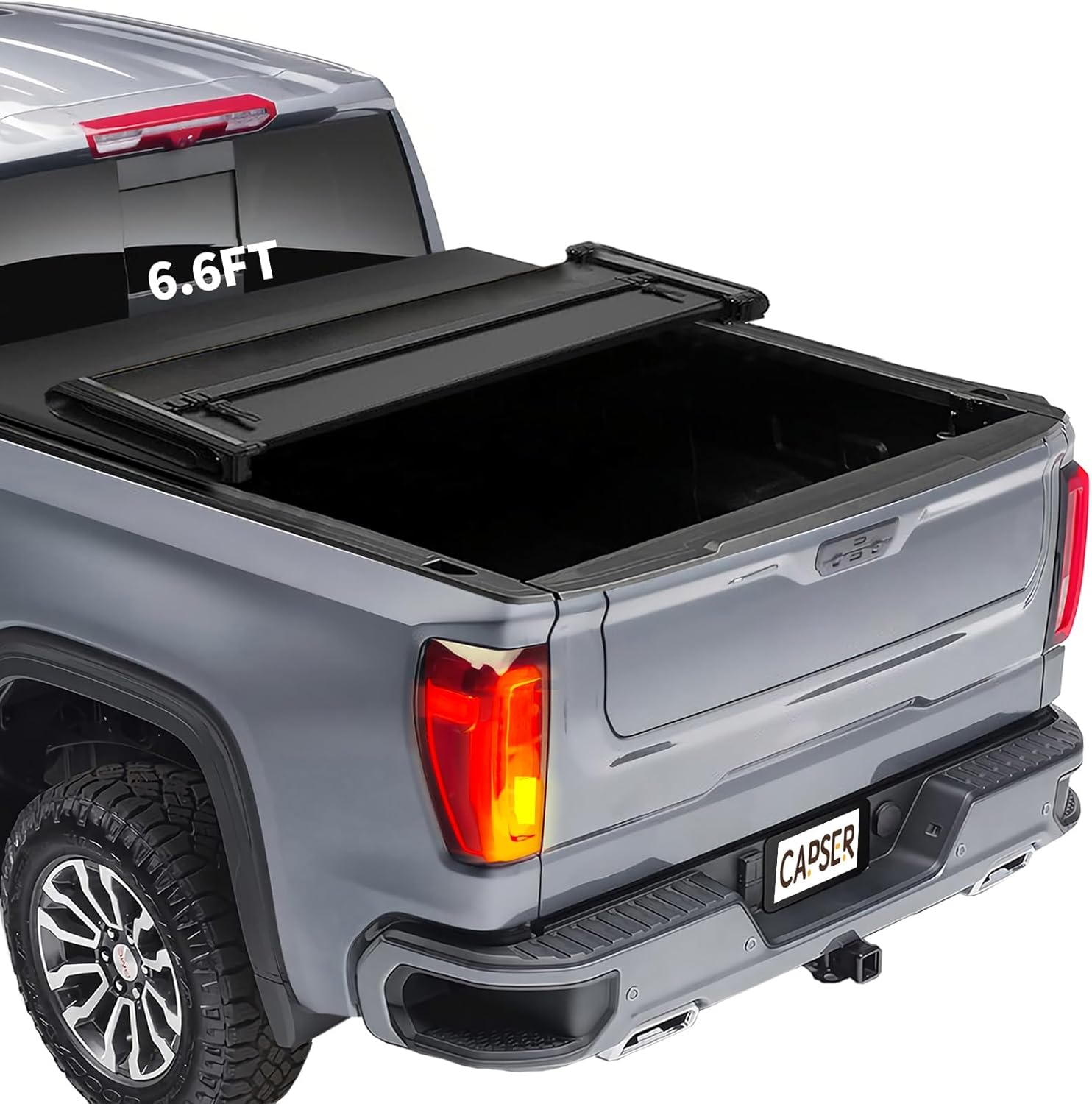 CAPSER Chevy/GMC Soft Quad Fold Tonneau Cover Compatible with 2014-2018 Silverado/Sierra 1500 ONLY 6.6FT 78Inch Truck Bed