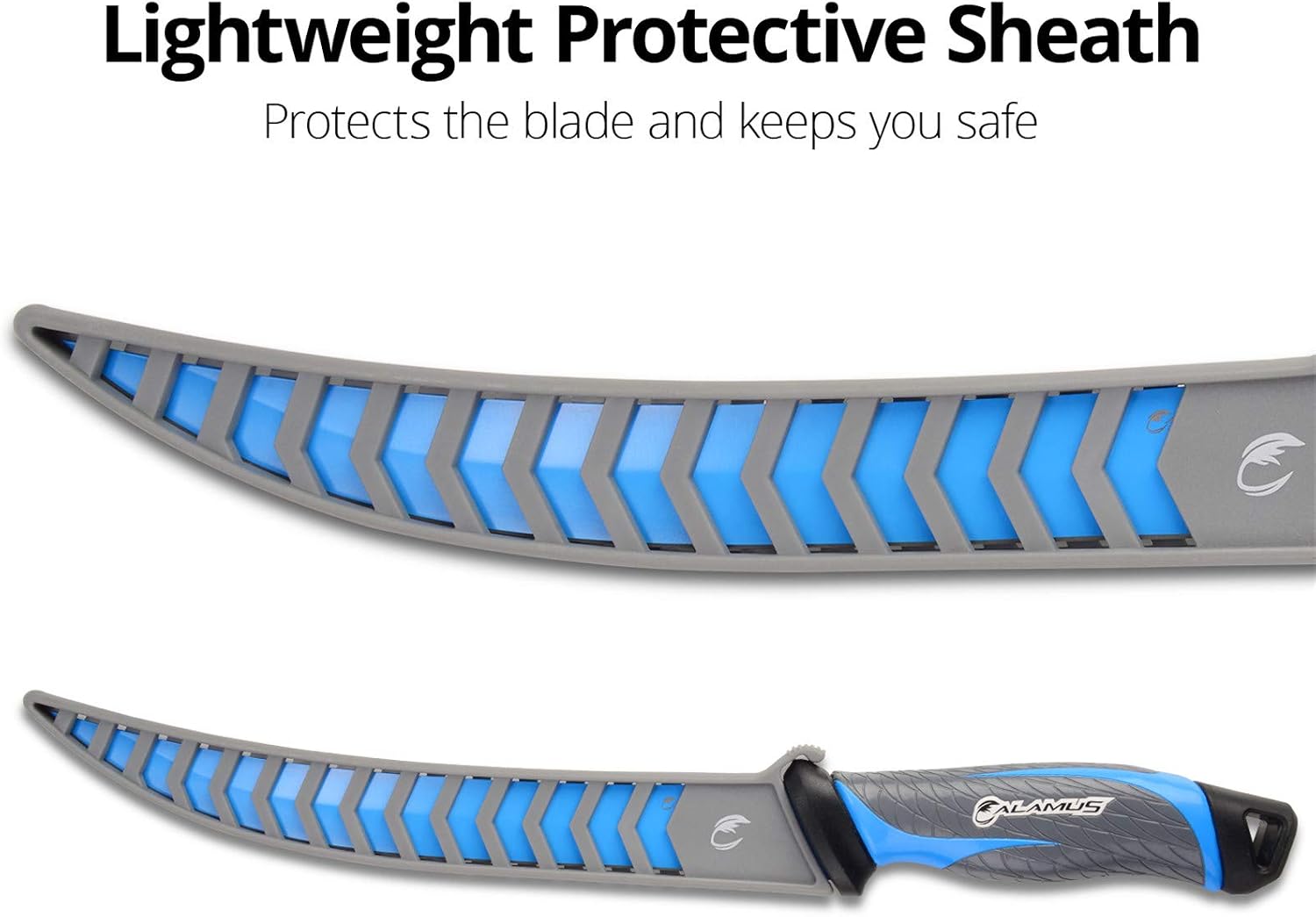 Calamus Fishing Fillet Steaking Knife - 9 inch, German G4116 Stainless-Steel Blades with Corrosion Resistant Coating, Non-Slip Handles, Protective Nylon Sheath, Perfect For Fresh Or Saltwater
