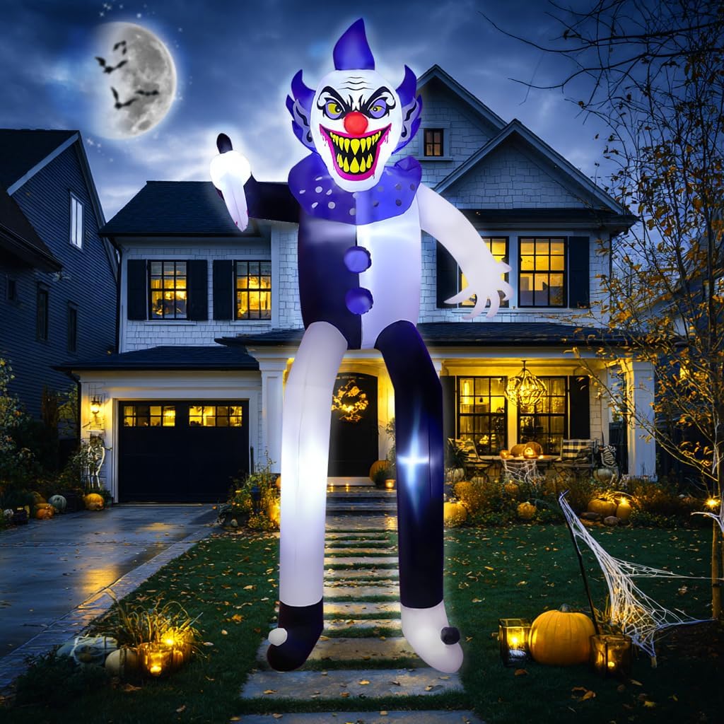 Amazon.com: 9FT Tall Halloween Inflatables Creepy Killer Clown ...