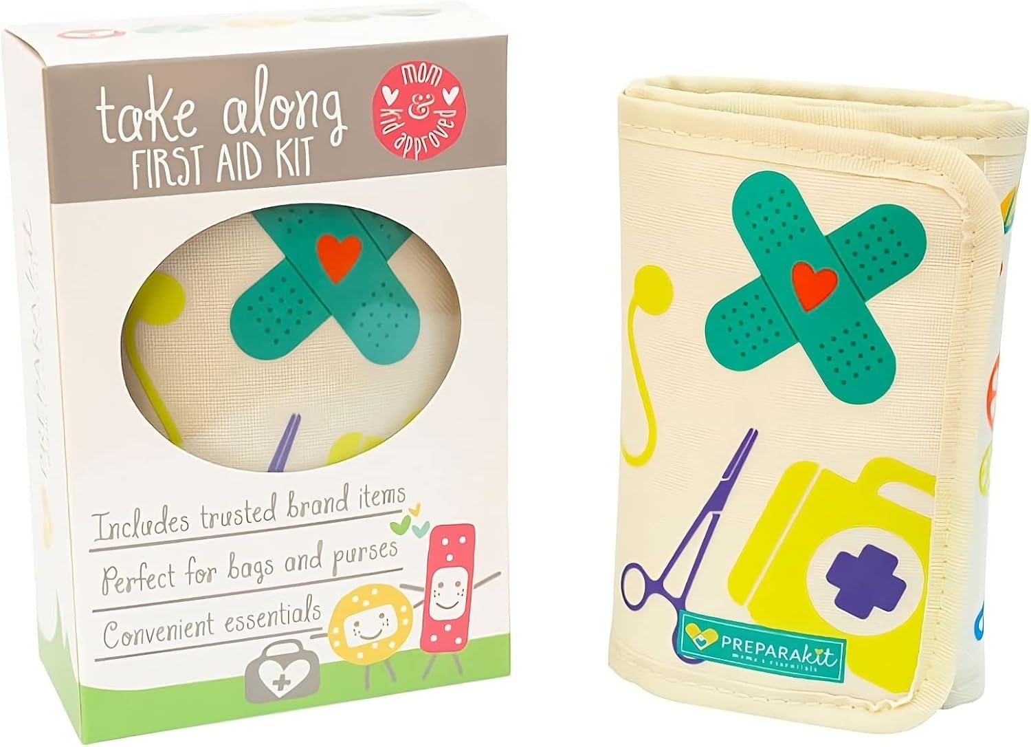 Travel First Aid Kit for Kids - Mini First Aid Kit for Car, Purse, Backpack, or Diaper Bag - 75 Piece Travel Medicine Kit includes All Essential