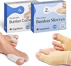 YOGAMEDIC Zehen-Komfort-Set - 6 Silikon-Zehentrenner & 2 Stretch-Überzieher - Weiches Zehenzubehör für Damen & Herren, S/M