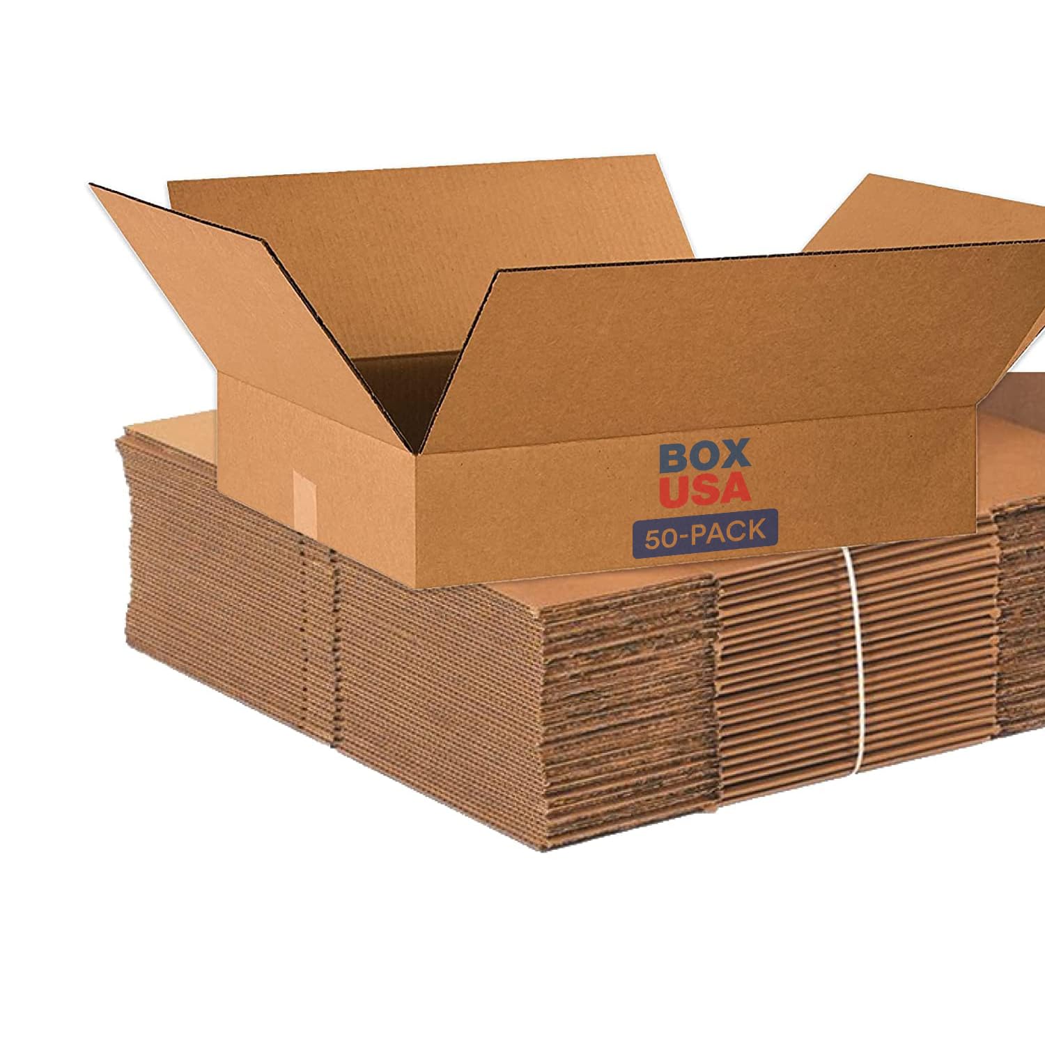 BOX USA 20x16x4 Flat Corrugated Boxes, Flat, 20L x 16W x 4H, Pack of 50 | Shipping, Packaging, Moving, Storage Box for Home or Business, Strong Wholesale Bulk Boxes