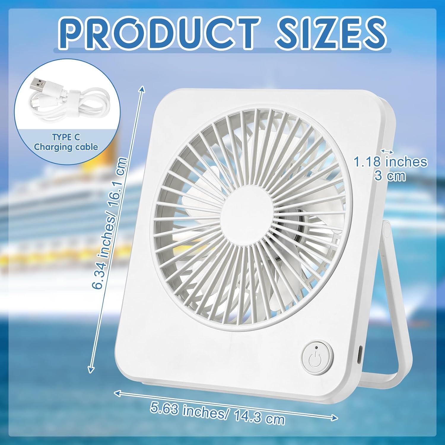 VIHOSE Cruise Ship Approved Travel Fan 180 degrees Foldable USB Portable Adjustable Small 3 Speeds Desk Fan Cruise Ship Essentials for Travel Home Bedroom Office Desktop