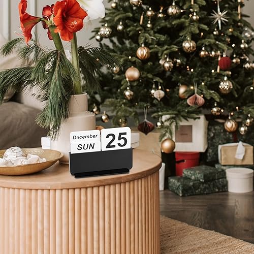 Miniatura 6 de Calendario perpetuo acrílico, calendario de escritorio 2025-2030 con bloques decorativos abatibles para mes, fecha y día para oficina, escritorio,