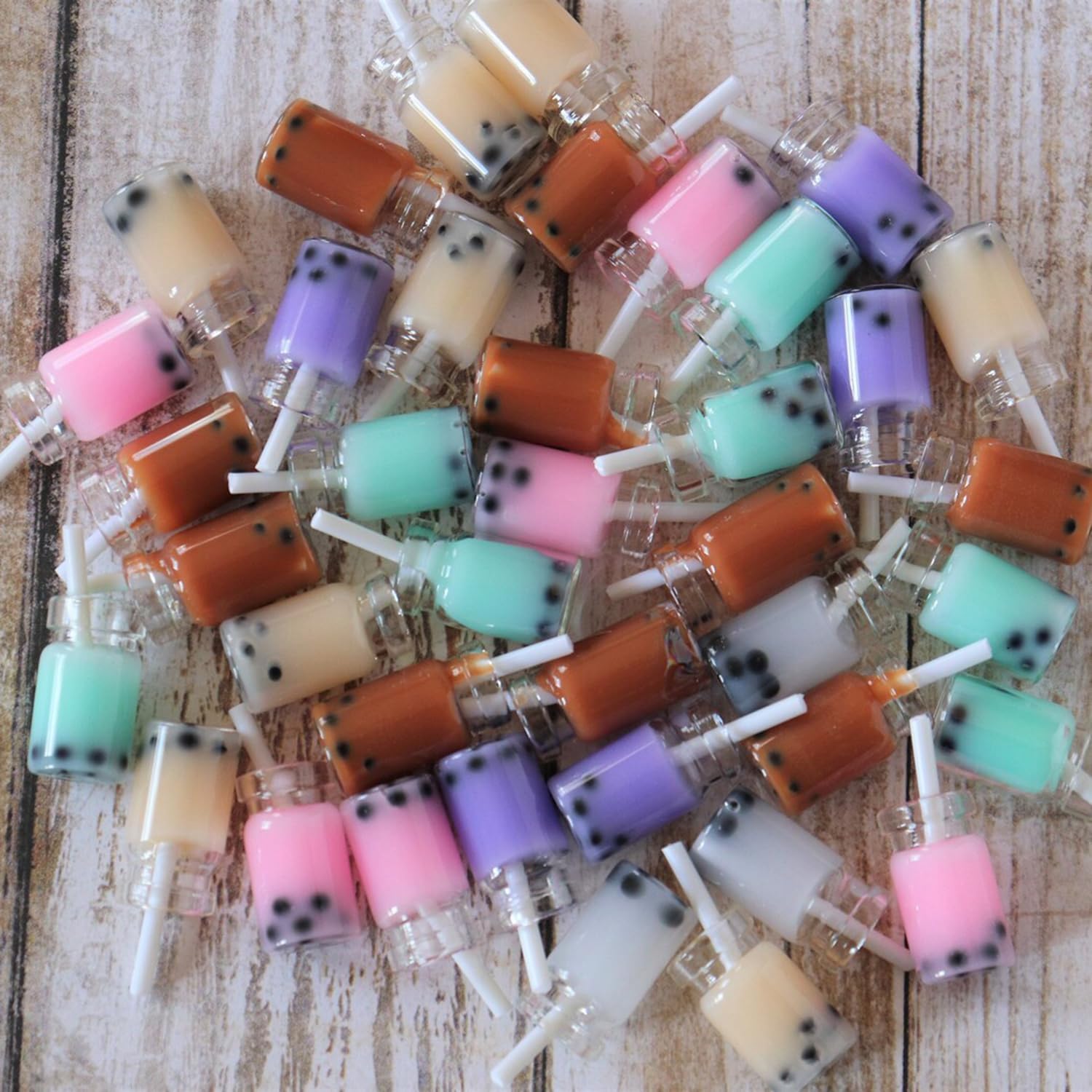 Miniature Bubble Tea Cups, Tiny Resin Bubble Tea Cup, Milk Boba Tea Cup, Coffee Cups, 1/12, for Dollhouse, Miniature Kitchen Accessories, Dollhouse Miniature Crafts (10PCS) (Brown) image 2
