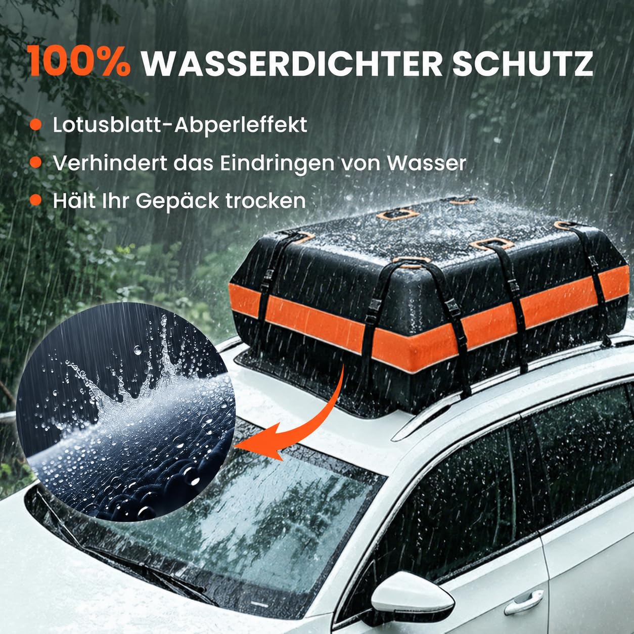Dachgepäcktasche 570 L / 21 ft³, wasserdichte 900D PVC Dachbox-Tasche mit Verstärktem Reißverschluss, Anti-Rutsch-Matte, Befestigungsgurten und Aufbewahrungstasche, für die meisten Fahrzeuge