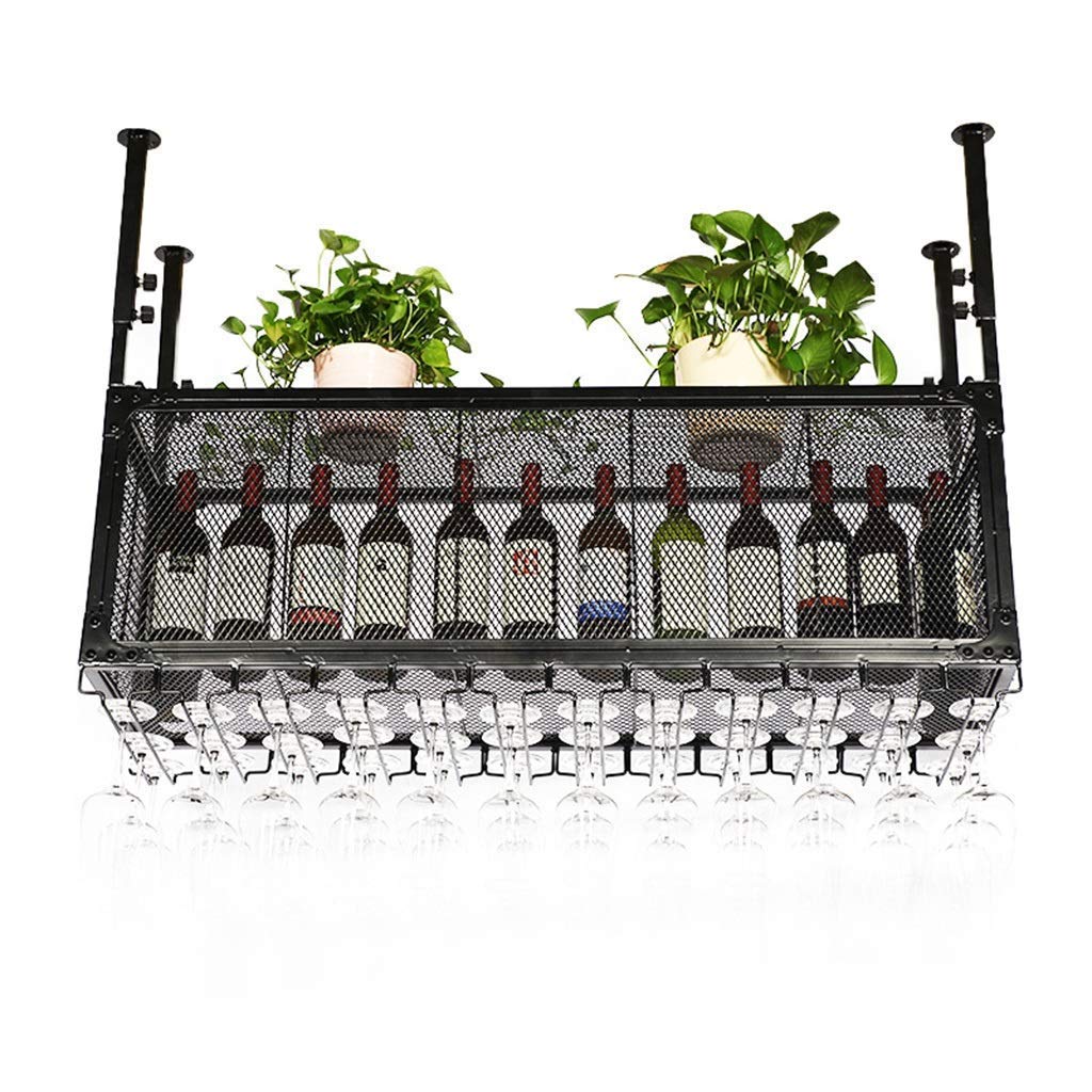 Porte-bouteille de vin en métal avec porte-verre suspendu moderne