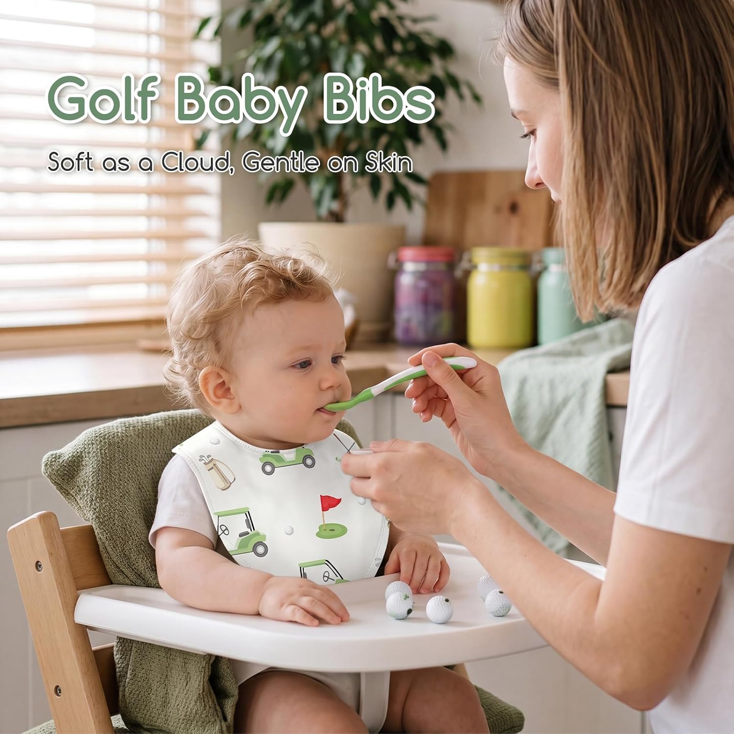 4 Pcs Golf Baby Bibs for Boys Girls Baby Golf Stuff Cotton Bandanas Adjustable Absorbent Triangle Bibs for Drooling and Teething Vintage Sports Nursery Items Infant Essentials Newborn Gifts