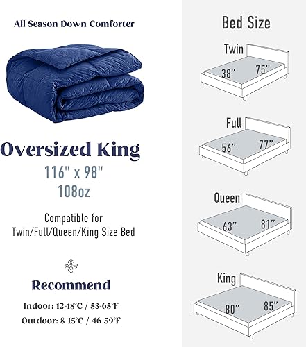 Vista 38 de DAICO Edredón de plumas de ganso tamaño Queen, relleno de edredón esponjoso de hotel de lujo para todas las estaciones, ultra suave, funda 100%