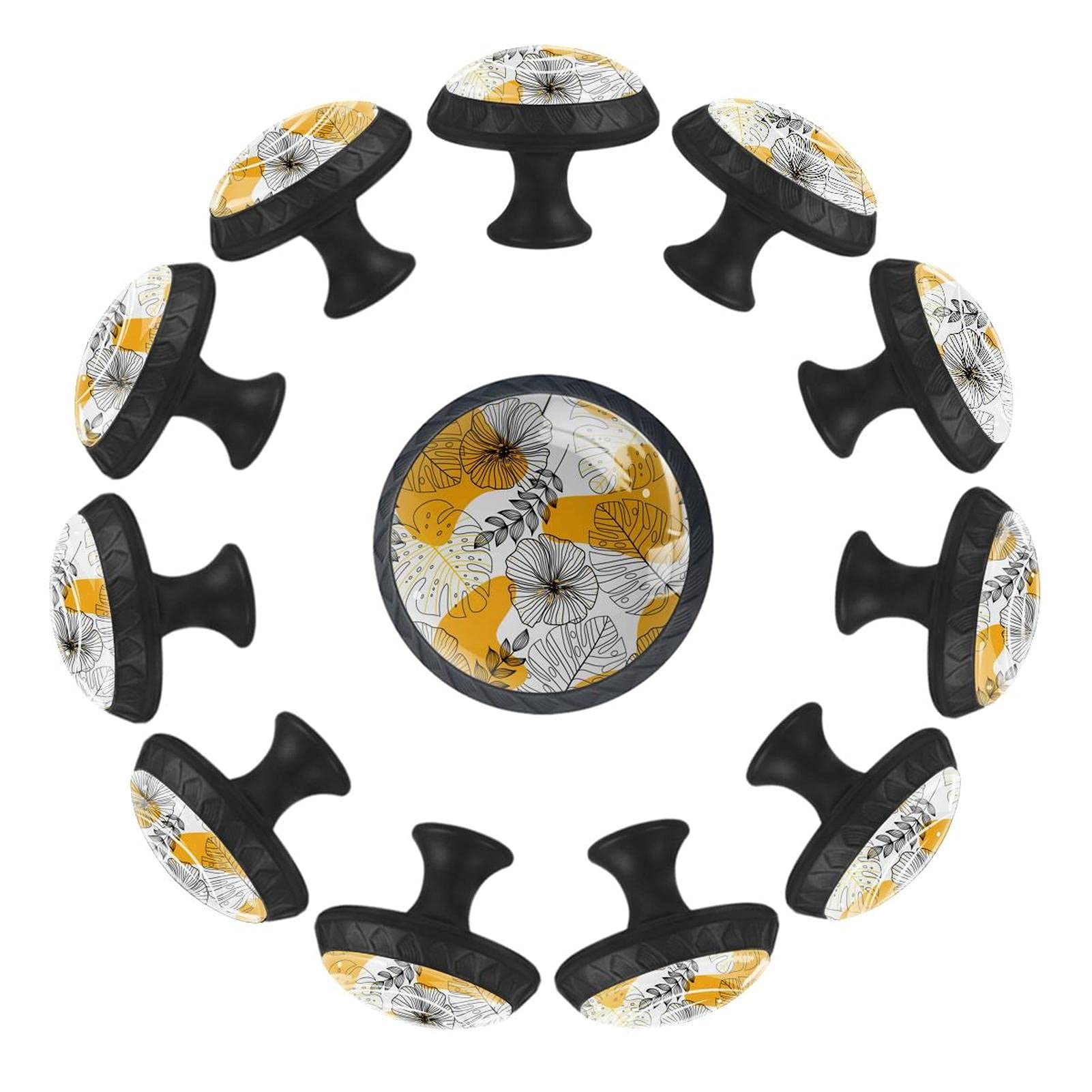 Boutons de tiroir ronds 35mm lot de 12 poignées fleurs et palmiers pour commode de chambre enfant