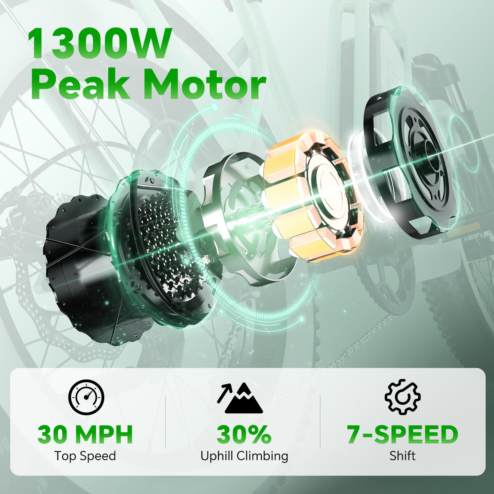 2 Seater Electric Bike, 48V 20AH(960WH) Large Removable Battery, 1300W Peak Motor Ebike, 20