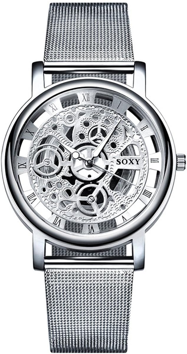 JSHE Men's Silver Skeleton Analog Wrist Watch in Botswana Ubuy