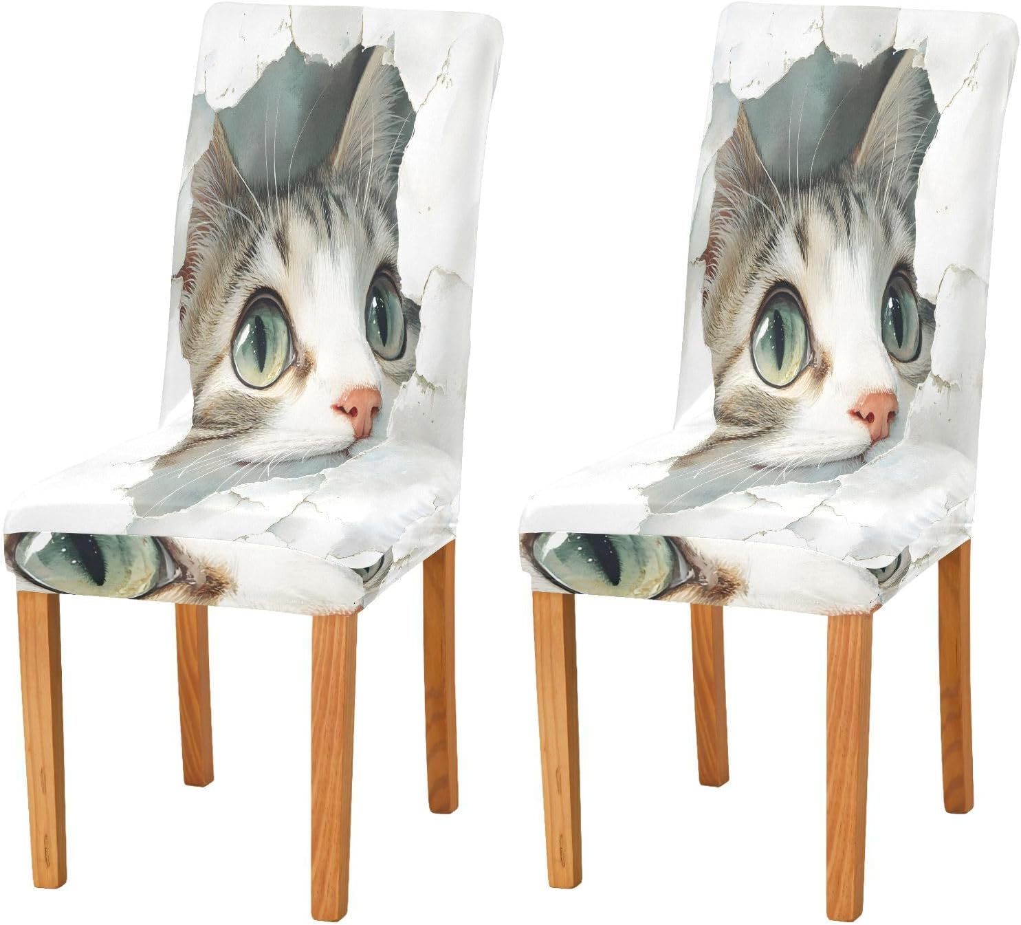 ALAZA Chair Covers for Dining Room, Watercolor Cat Stretch Chair Cover Sets Chair Protector Removable Washable for Ktichen Restaurant Hotel
