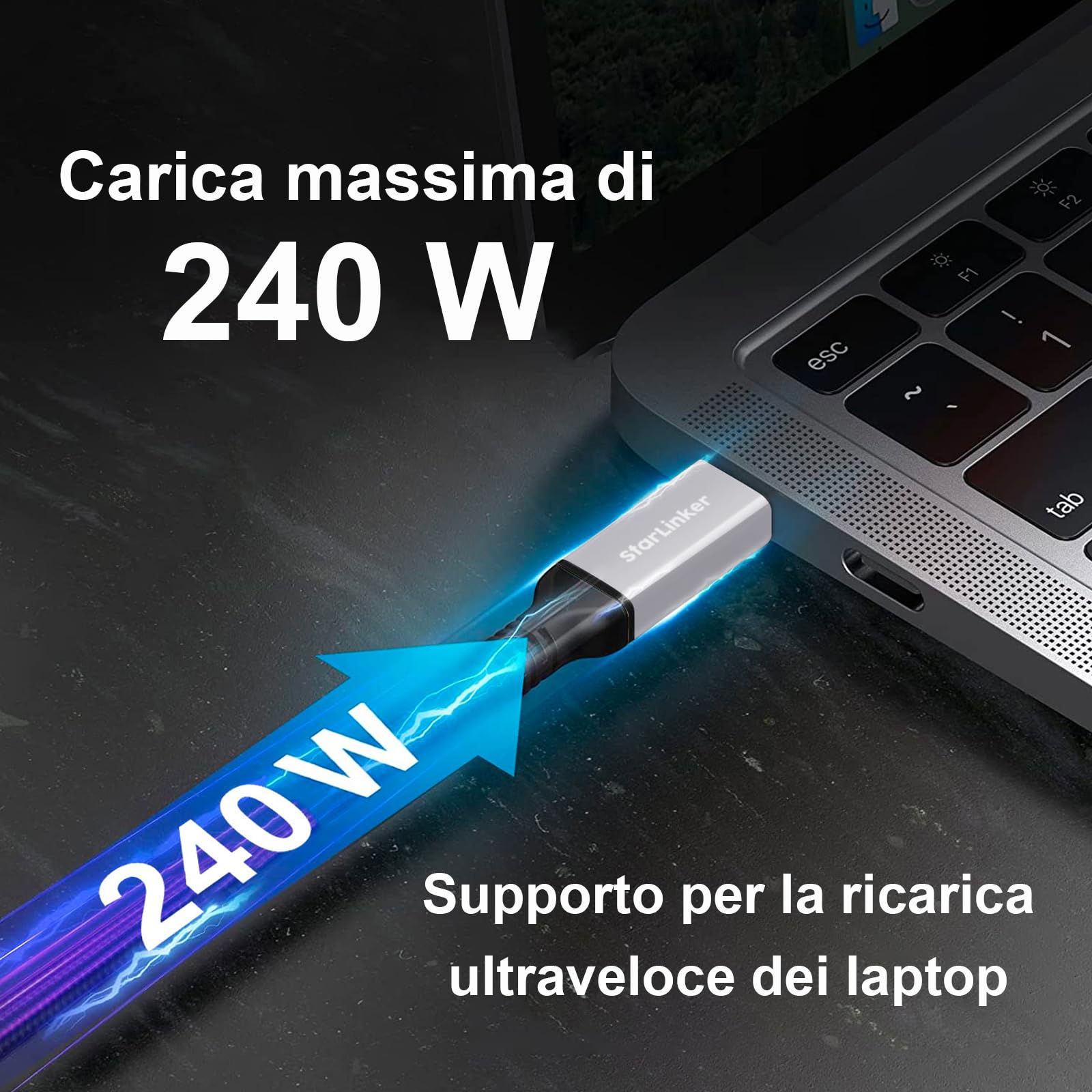 Cavo USB4 2m 240W [Certificato USB-IF] Ricarica PD, Supporta 40Gbps di Sincronizzazione Dati e 8K/5K@60HZ, Compatibile con Thunderbolt 4/3, USB3, USB C, MacBook, SSD, Monitor, Docking