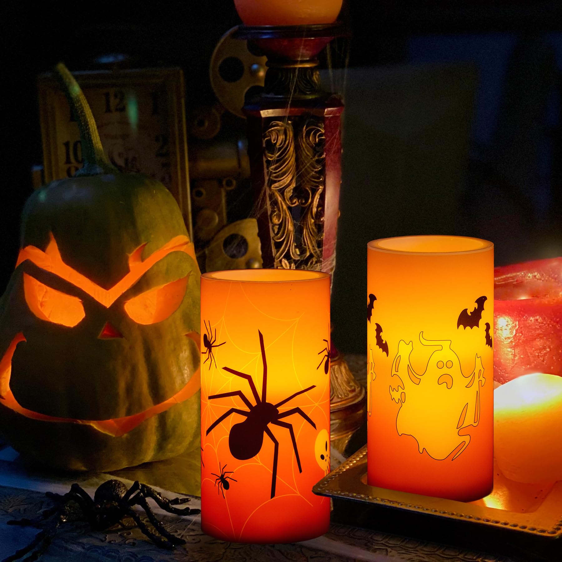 7 Bougies LED Halloween Avec Araignées, Crânes Et Yeux - Décoration D'intérieur Et D'extérieur Sans Flamme - 9