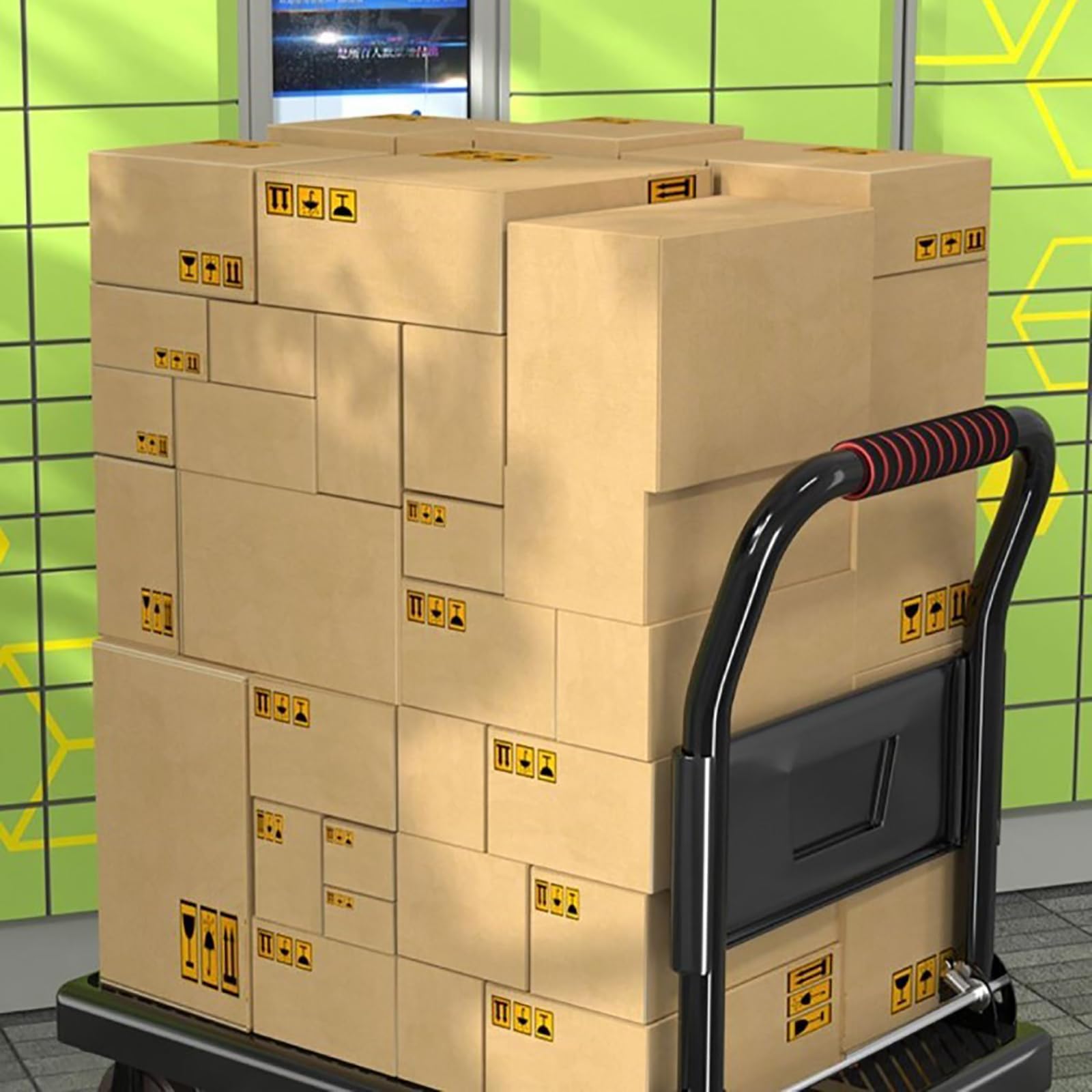 HeavyDu Carrello pieghevole industriale in metallo con ruote girevoli a 360° per un facile carico e consegna, 72,7,6 x 121,9 cm, perfetto per il trasporto di carichi pesanti