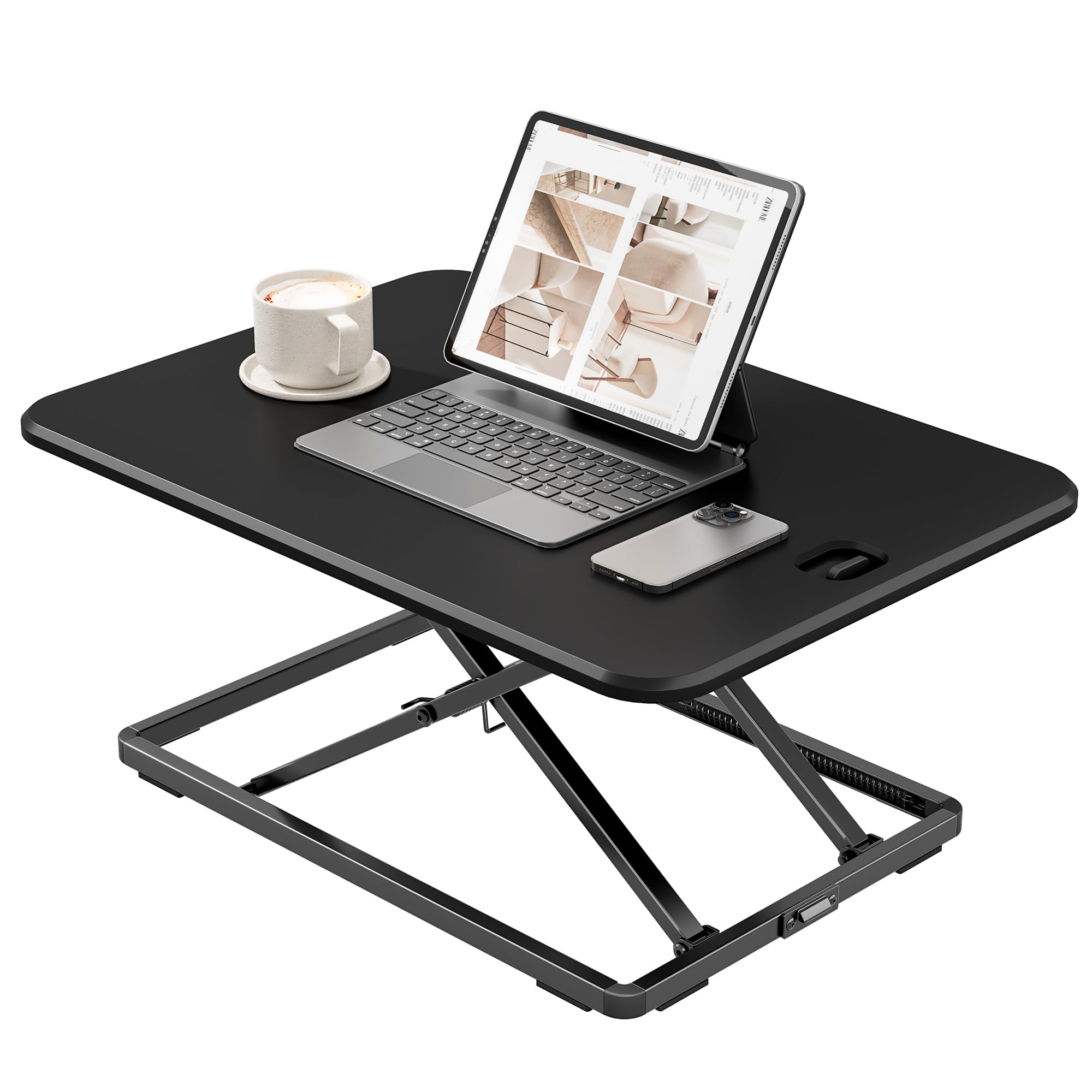 PEGZONE Bureau Assis Debout Ergonomique 67x47cm 6 Niveaux réglable Noir