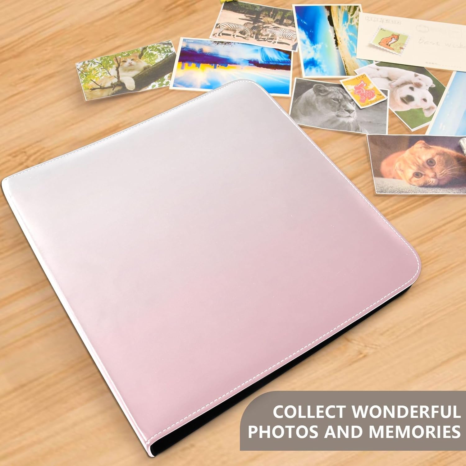 Gradient Pink Large Leather Cover Bookshelf Photo Albums Scrapbooking Albums for Family Wedding Star Photos & Arts Gradient Pink