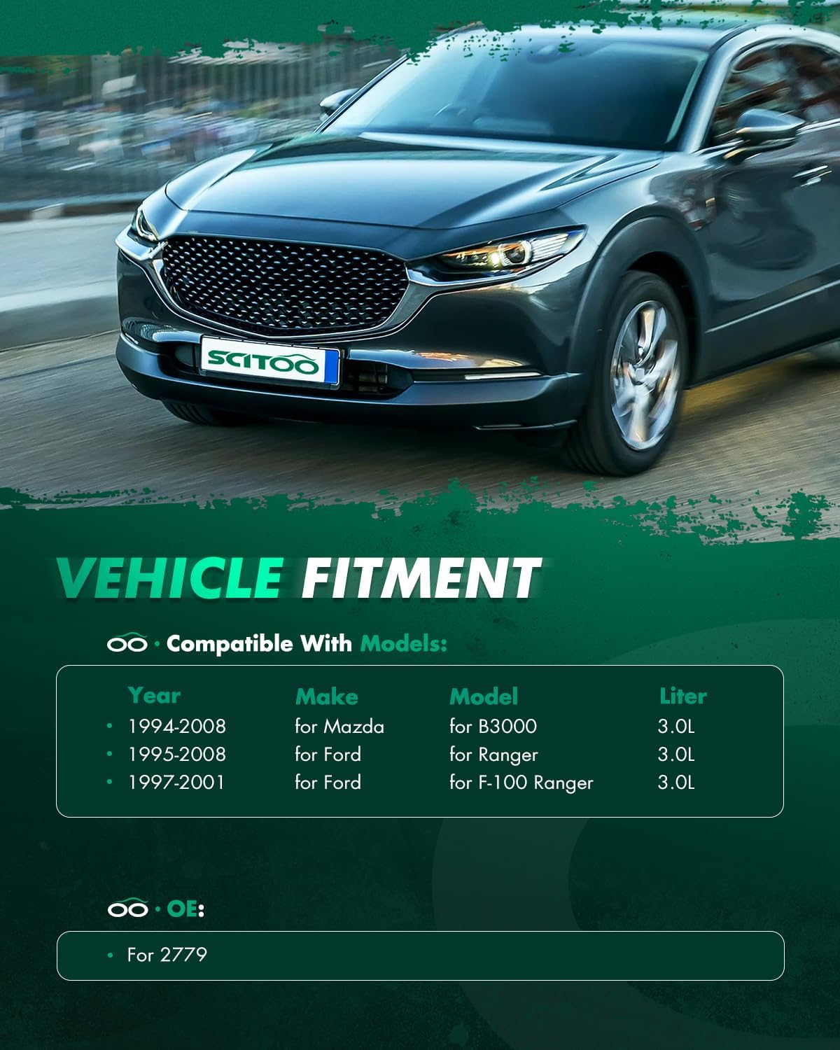 SCITOO 2779 Electric Radiator Fan Clutch Fit for 1996-2001 for Ford F-100 Ranger 1995-2008 for Ford Ranger 1994-2008 for Mazda for B3000