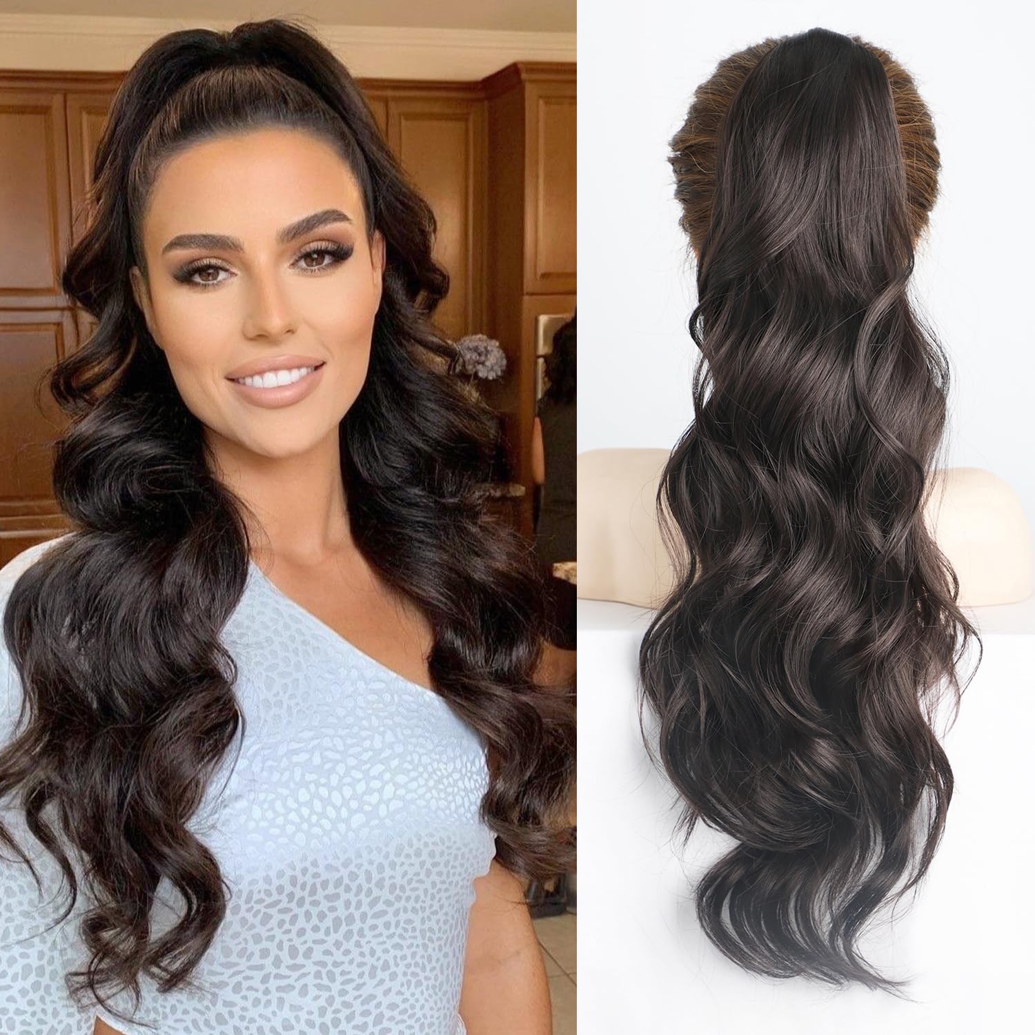 Rosooi Claw Clip Ponytail Extension 24 Inch Long Ponytail