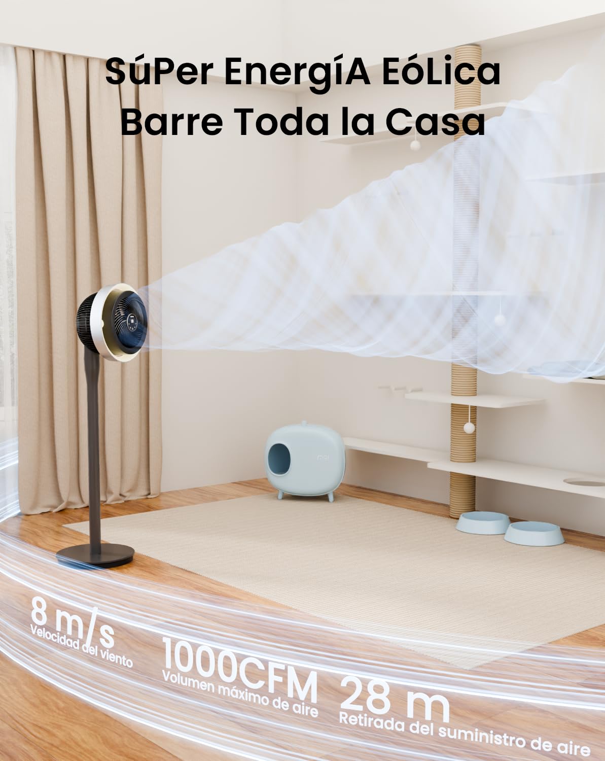 AIRMATE Ventilador de Pie Silencioso con Luz, Ventiladores de Pie Hurricane, Ventilador Oscilante 120°/90°/60° Pantalla LED 16 Velocidades 12H Timer Control Remoto Dormitorio Hogar Oficina 30dB, 120cm