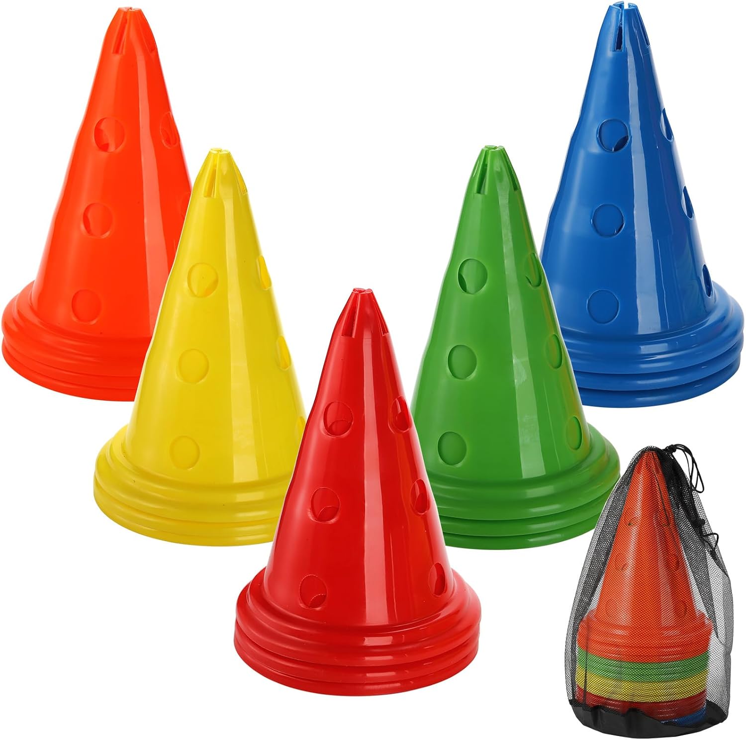 Suwimut 15 Pack Traffic Training Cones, 12 Inch Plastic Safety Cones Agility Sports